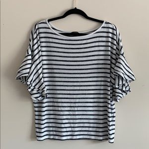 Striped Flutter Sleeve Top